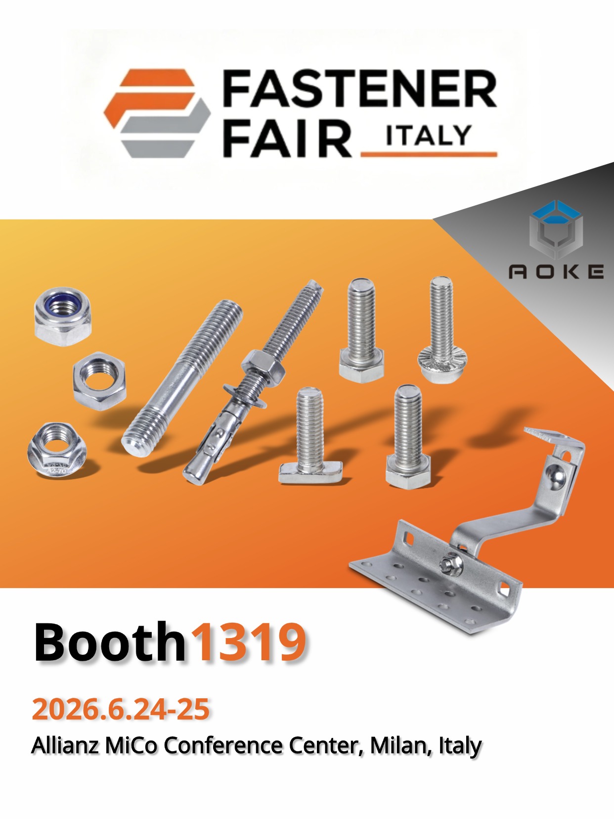 Fastener Fair Italy 2026에서 Jiaxing AOKE를 만나보세요